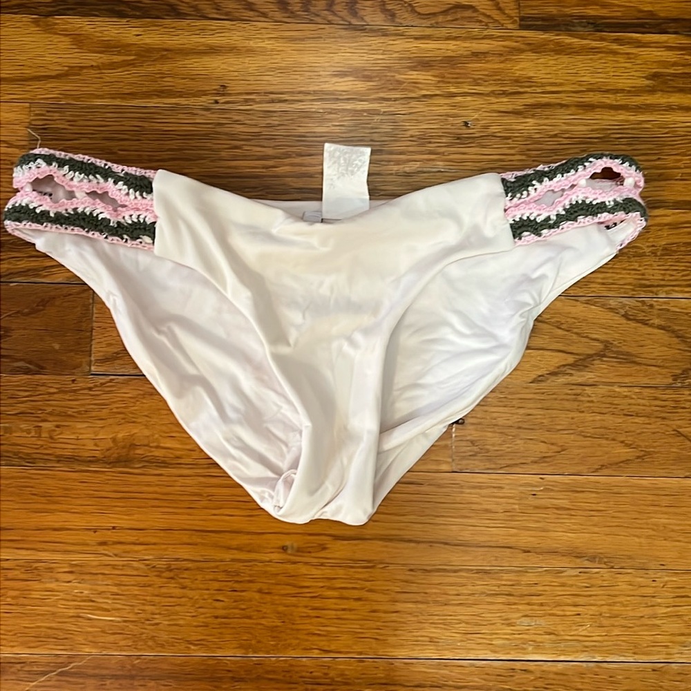 Becca White Medina American Bikini Swim Bottom, US Medium